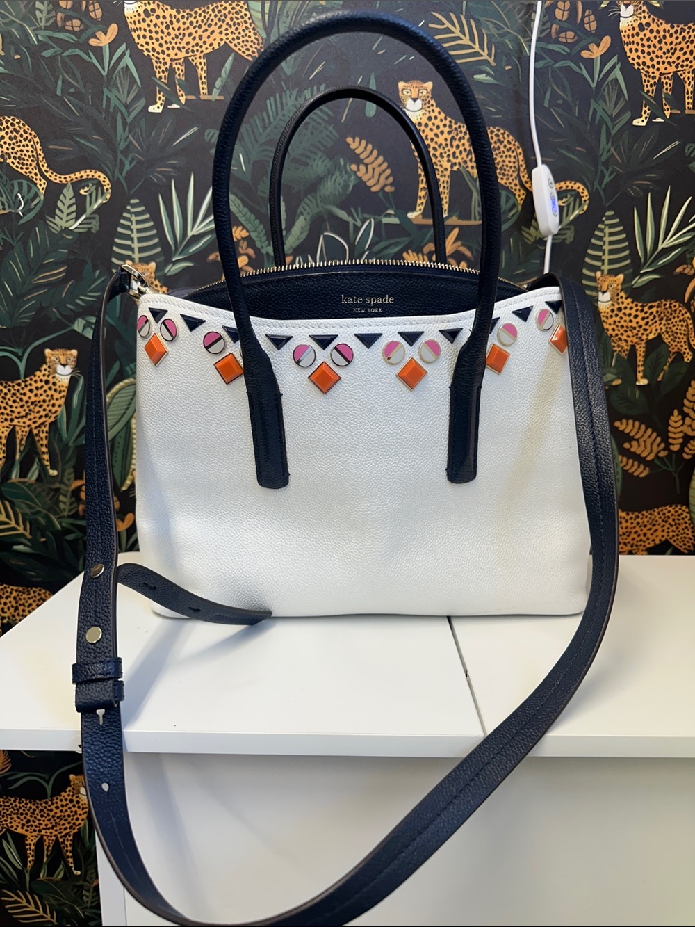 Kate Spade white leather bag with embellishments